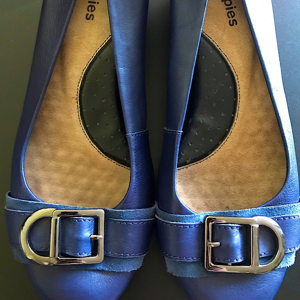 Blue Hush Puppies Kitten/Wedge Heels